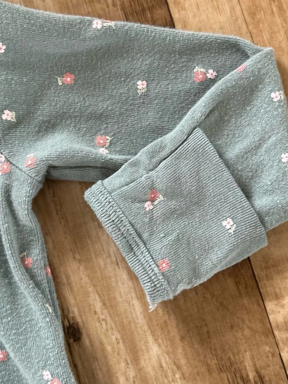 Carter's Sage Green Long-Sleeve Floral One-Piece size 3 mos